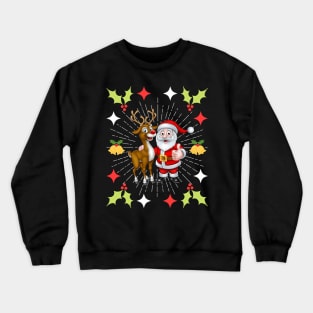 Christmas Sparkle in Christmas Santa and Christmas Reindeer Crewneck Sweatshirt